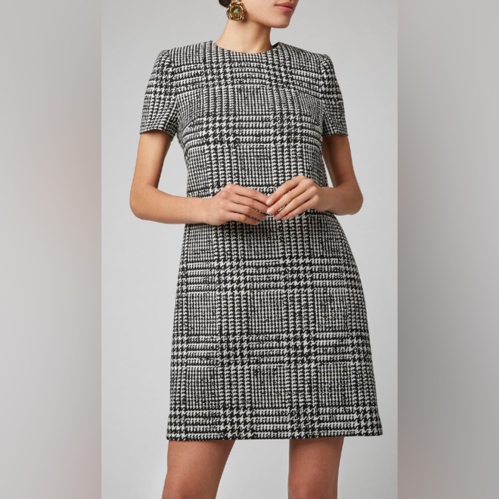 Calvin Klein Black/White Houndstooth Classic A-Line Dress